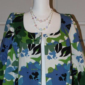 Blue, Green, and White Floral Jacket (3X)